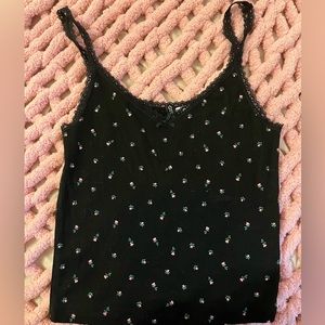 Black floral tank top